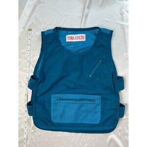 Tora Co Ltd Blue Vest Zipper Kangaroo Pouch Side Kook and Loop Closure Japan